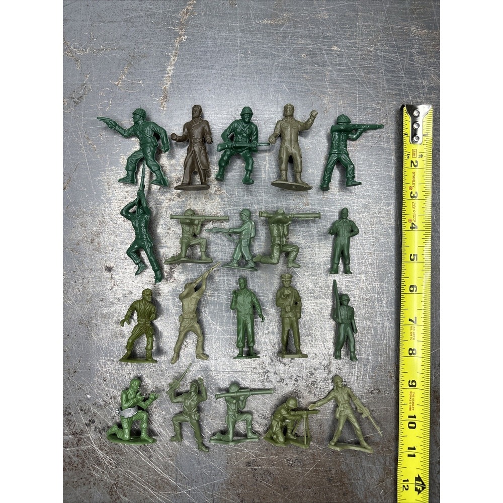 Vintage 1960s Marx MPC‎ Tim Mee Playset Plastic Figures Green Army Lot Of 20